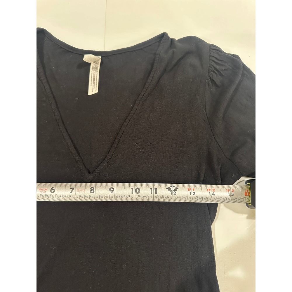 Intimately Free People Black V-Neck Long Sleeve‎ Puff Shoulder Bodysuit Small - Picture 3 of 7